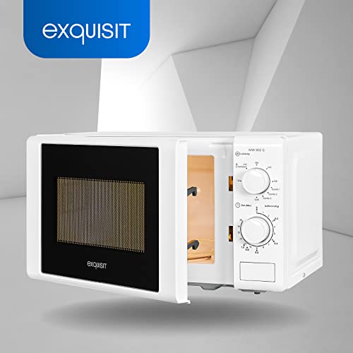 Exquisit Mikrowelle MW 802 G | 700 W Leistung | 1000 W Grill | 20 L Garrraum | kompakte Mikrowelle