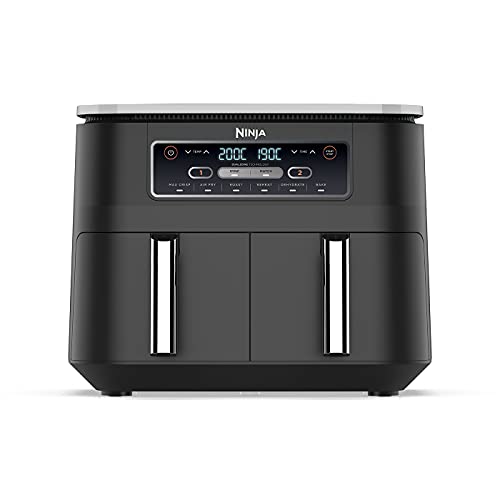 Ninja [AF300EU], Schwarz, Foodi Heißluft-Fritteuse mit 2 Frittierfächern und 7,6 l Fassungsvermögen