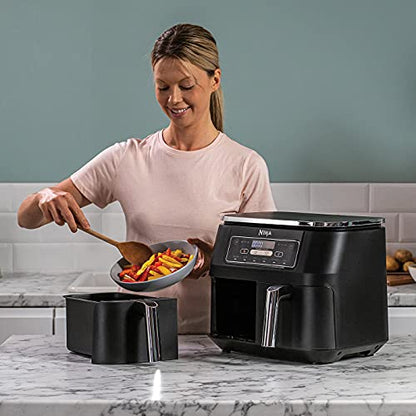 Ninja [AF300EU], Schwarz, Foodi Heißluft-Fritteuse mit 2 Frittierfächern und 7,6 l Fassungsvermögen