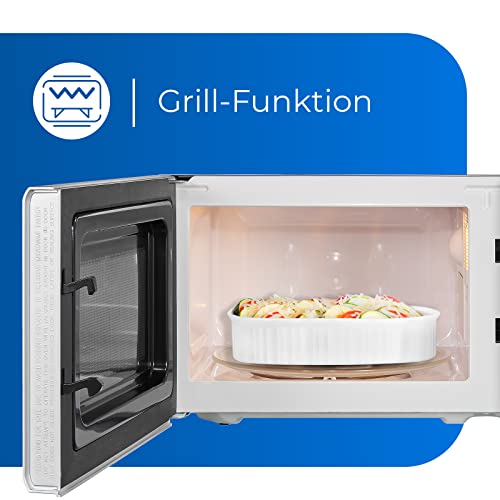 Exquisit Mikrowelle MW 802 G | 700 W Leistung | 1000 W Grill | 20 L Garrraum | kompakte Mikrowelle