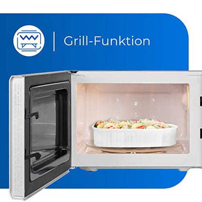 Exquisit Mikrowelle MW 802 G | 700 W Leistung | 1000 W Grill | 20 L Garrraum | kompakte Mikrowelle