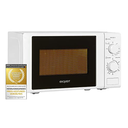 Exquisit Mikrowelle MW 802 G | 700 W Leistung | 1000 W Grill | 20 L Garrraum | kompakte Mikrowelle