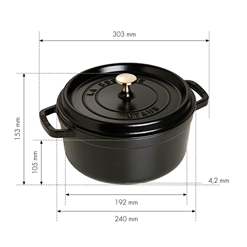 STAUB Gusseisen Bräter/Cocotte, Rund 28 cm, 6,7 L, , Schwarz