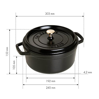 STAUB Gusseisen Bräter/Cocotte, Rund 28 cm, 6,7 L, , Schwarz