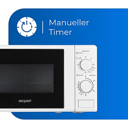 Exquisit Mikrowelle MW 802 G | 700 W Leistung | 1000 W Grill | 20 L Garrraum | kompakte Mikrowelle