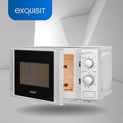 Exquisit Mikrowelle MW 802 G | 700 W Leistung | 1000 W Grill | 20 L Garrraum | kompakte Mikrowelle
