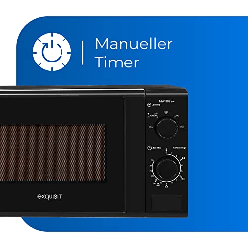 Exquisit Mikrowelle MW 802 sw | 700 W Leistung 20 L Garrraum kompakte Mikrowelle