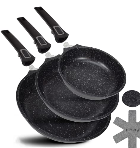 DIVORY Pfannenset 3-teilig Pfanne 20cm, 24cm, 28cm
