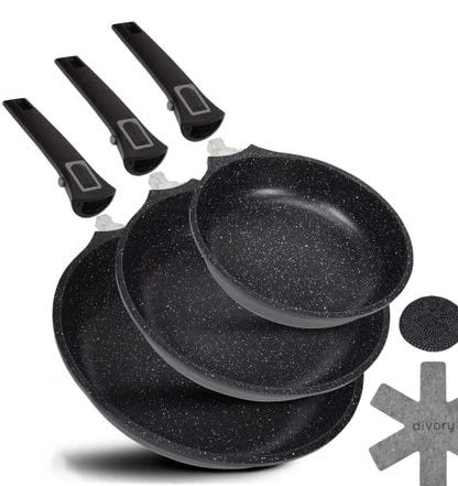 DIVORY Pfannenset 3-teilig Pfanne 20cm, 24cm, 28cm