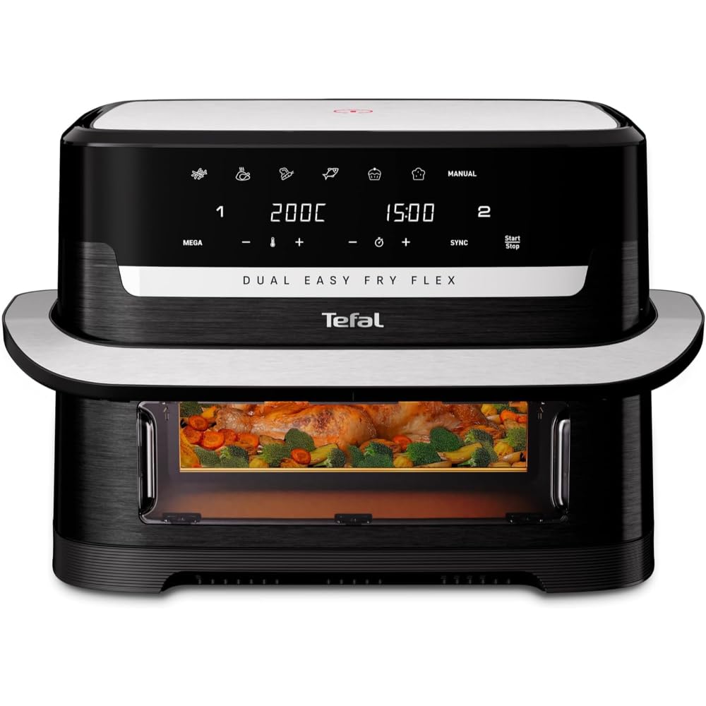 Tefal Dual Easy Fry Heißluftfritteuse, 8,3 L, Doppelschublade