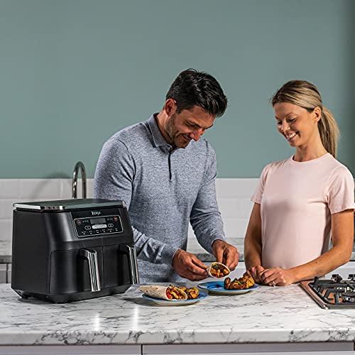 Ninja [AF300EU], Schwarz, Foodi Heißluft-Fritteuse mit 2 Frittierfächern und 7,6 l Fassungsvermögen