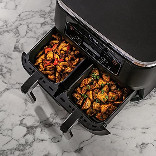 Ninja [AF300EU], Schwarz, Foodi Heißluft-Fritteuse mit 2 Frittierfächern und 7,6 l Fassungsvermögen