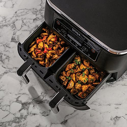Ninja [AF300EU], Schwarz, Foodi Heißluft-Fritteuse mit 2 Frittierfächern und 7,6 l Fassungsvermögen