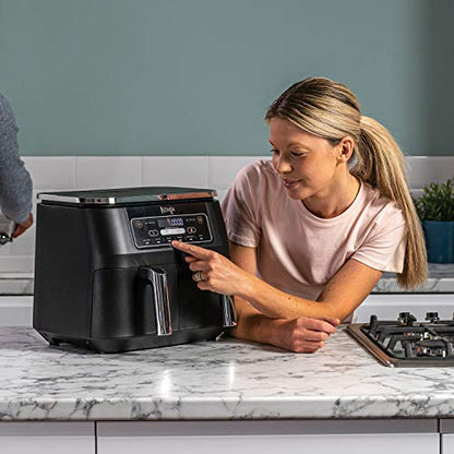 Ninja [AF300EU], Schwarz, Foodi Heißluft-Fritteuse mit 2 Frittierfächern und 7,6 l Fassungsvermögen