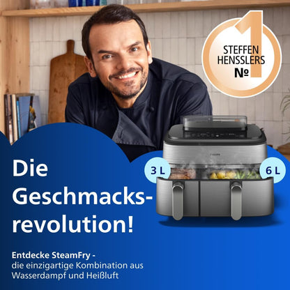 Philips Steam Airfryer 5000 Series Dual Basket, 9 L