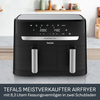 Tefal Dual Easy Fry Heißluftfritteuse, 8,3 L, Doppelschublade
