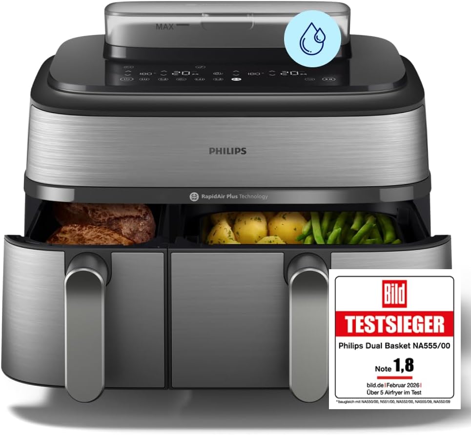 Philips Steam Airfryer 5000 Series Dual Basket, 9 L