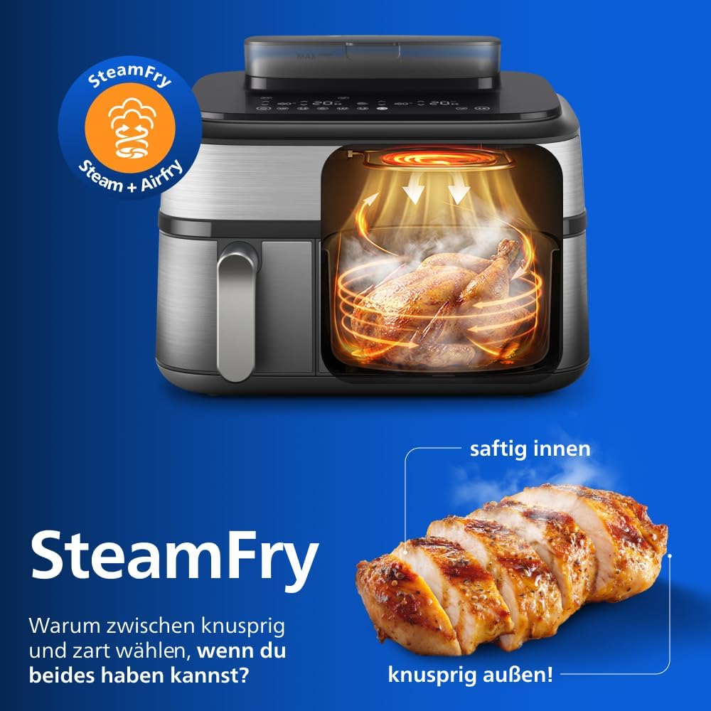 Philips Steam Airfryer 5000 Series Dual Basket, 9 L