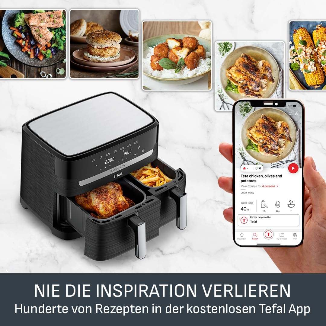 Tefal Dual Easy Fry Heißluftfritteuse, 8,3 L, Doppelschublade