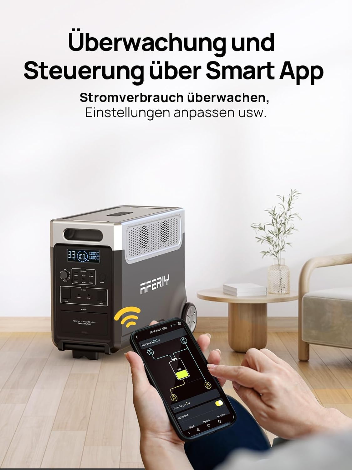 AFERIY 3600W3840Wh Tragbare Powerstation, Erweiterbar~11520Wh, mit Rädern