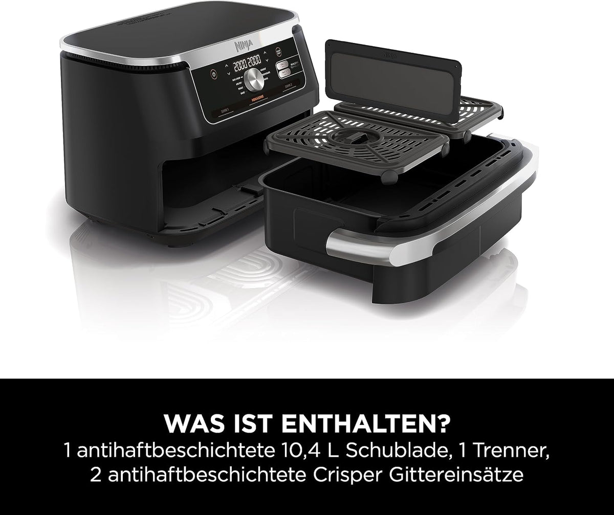 Ninja Foodi FlexDrawer Dual Zone Heißluftfritteuse, Schwarz AF500EU