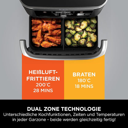 Ninja Foodi FlexDrawer Dual Zone Heißluftfritteuse, Schwarz AF500EU