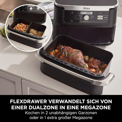 Ninja Foodi FlexDrawer Dual Zone Heißluftfritteuse, Schwarz AF500EU
