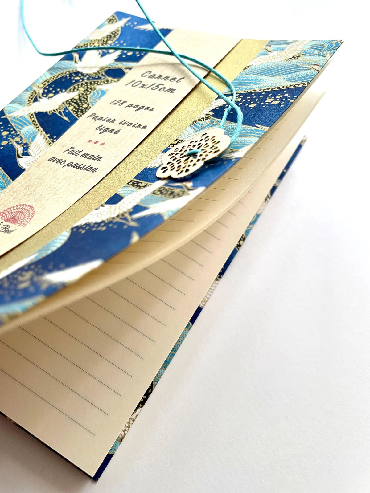 Geheimes Notizbuch aus blauem japanischem Papier, Tagebuch mit fliegenden Kranichen, Notizbuch mit Goldschnitt und Zen-Verschluss, Reisetagebuch für Asien und Japan