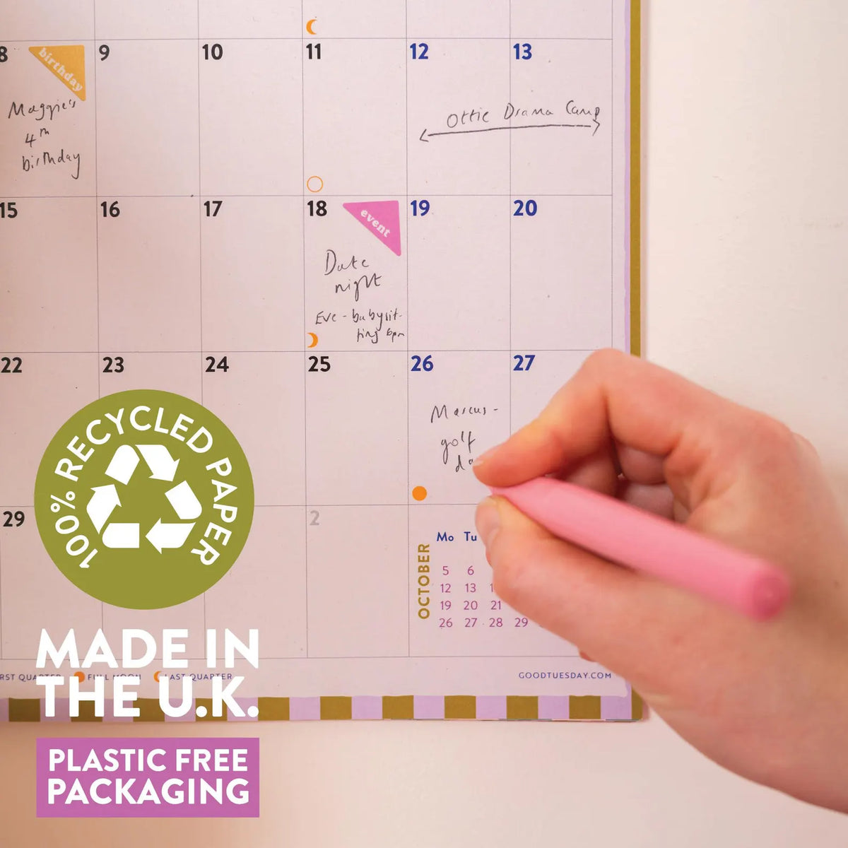 Wandkalender für das akademische Jahr 2026–2027 (A4) | Karos & Streifen | Planer mit Start im August | Lehrerplaner | Schülerkalender